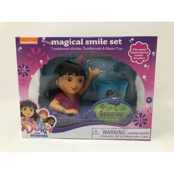 Dora the Explorer Magical Smile Set Toothbrush with Holder Rinse Cup Bath NEW - Picture 1 of 6